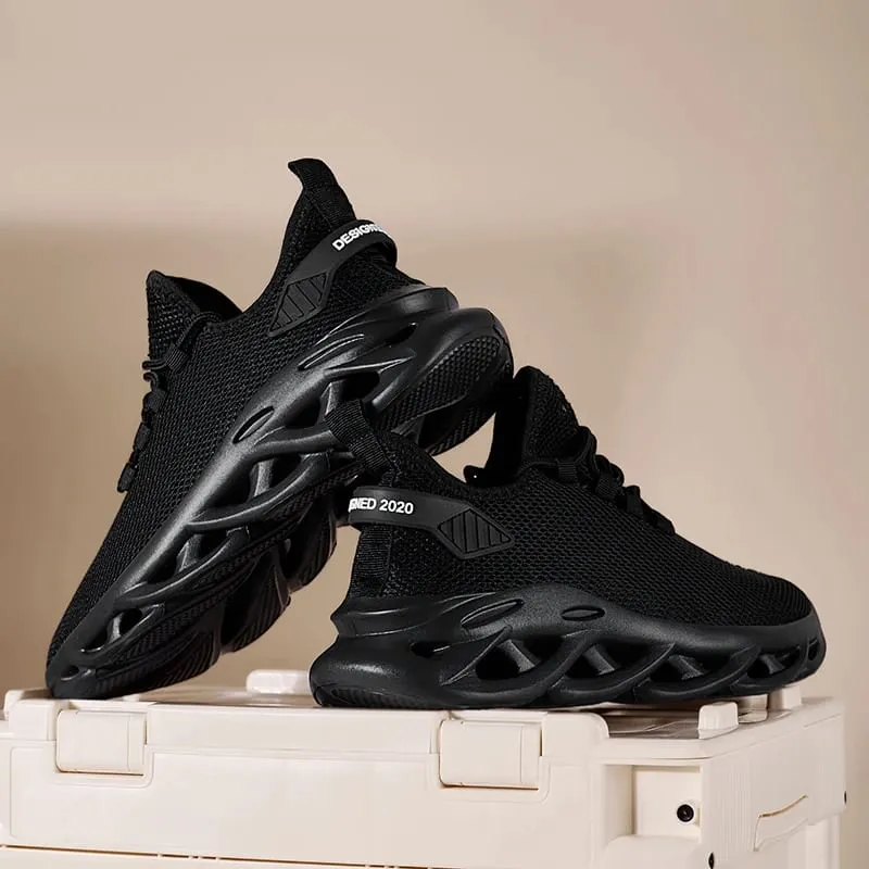 Black Men Casual Sneakers Mesh Breathable Shoes Lace Up Male Running Sport Trainers Shoes Lightweight Vulcanize Shoes Size 47