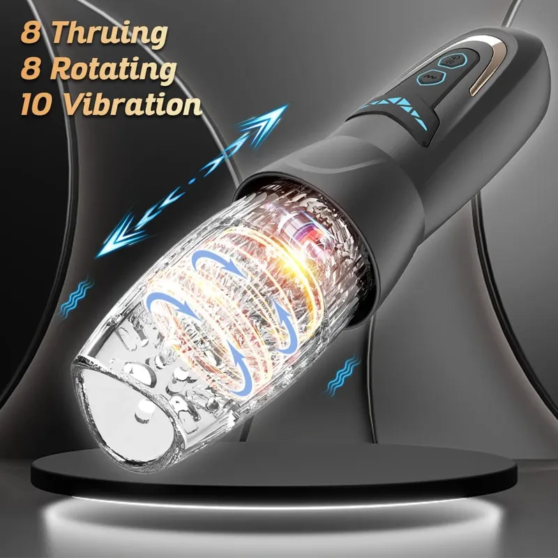 Telescopic Male Masturbator Automatic Mastubator Cup for Men 7 Thrusting Rotating Modes Penis Pump Piston Blowjob Sex Machine