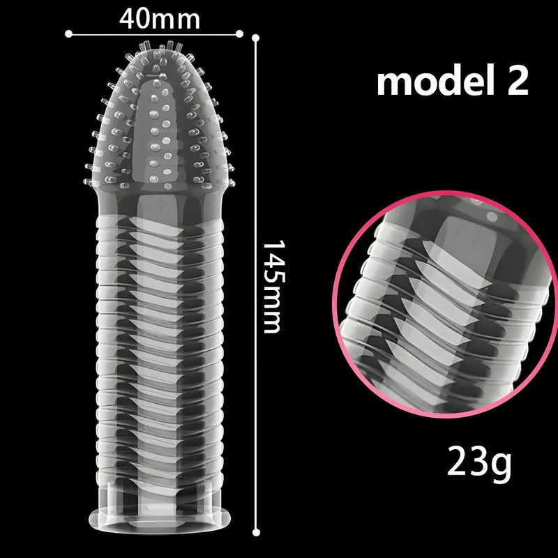 Penis Covers Extender Men's Condoms Crystal Penis Condoms Finger Cock Ring Adult Sex Toy For Sex Male Longer Lasting