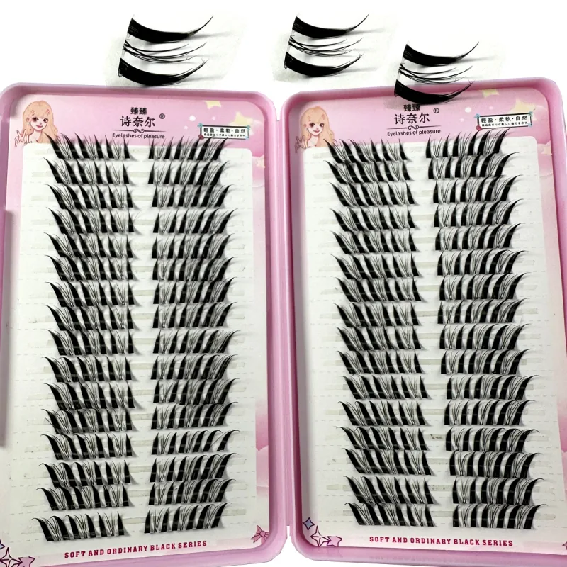 32Rows Fox Eye Manga Cluster Lashes Cat Eye Lashes Individual Lashes Natural Look DIY Eyelash Extension Volume Lash Clusters