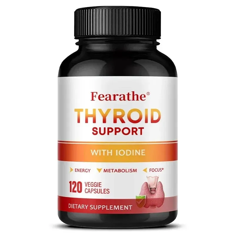 Thyroid Support Capsules Iodine Magnesium Vitamin B12 Complex Relieve Fatigue Mood Energy Metabolism & Mental Focus Supplement
