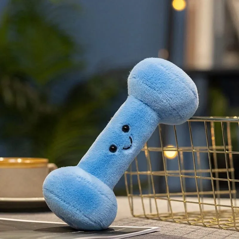 20/23cm Cute Kettle-bell Dumbbell Plush Pillow Stuffed Smiling Face Fitness Sports Equipment Plushie Home Decor Men Gift