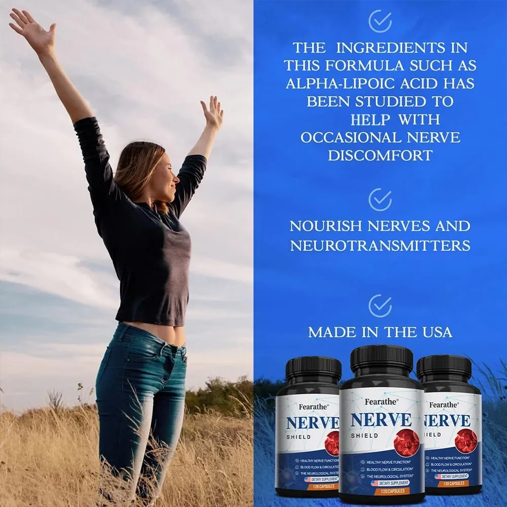 Nerve Support Supplements - Supports Healthy Nerve Function and Neurotransmitters Blood Flow Circulation