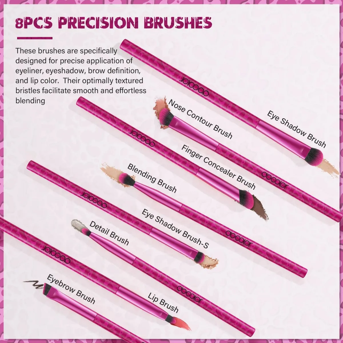 Docolor 12pcs Leopard Pink Face Makeup Brush Eyeshadow Utral Thin Foundation Brush Blush Powder Concealer Eyeliner Makeup Brush