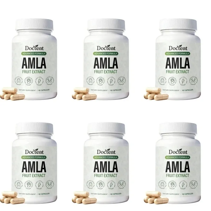 Docteat Amla gyümölcskivonat kapszula az immunrendszer támogatásáért és a bőr egészségéért C-vitamin B3-vitaminnal CoQ10 és PQQ 60 kapszula