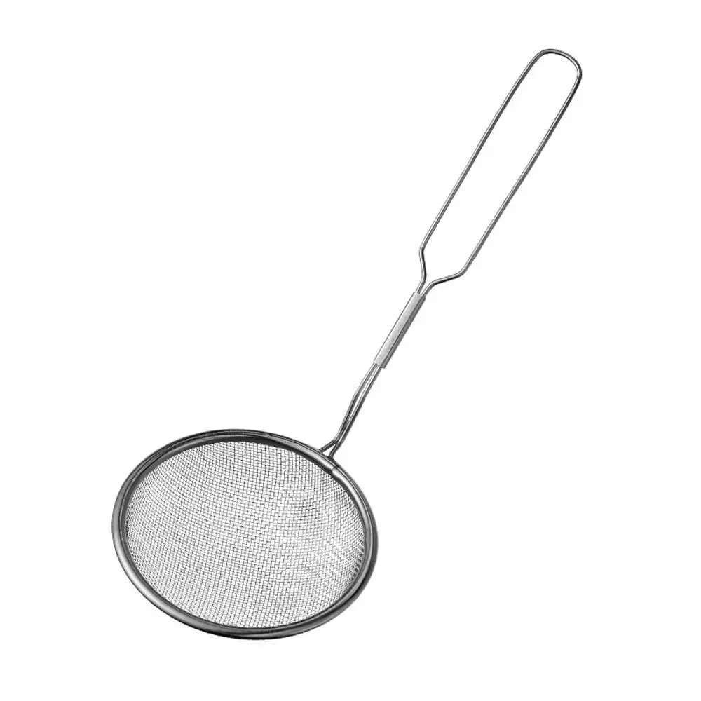 Stainless Steel Flour Filter Screen Double Ear Screen Handle Fine Mesh Strainer Cooking Spoon Soybean Milk Snack French Fries