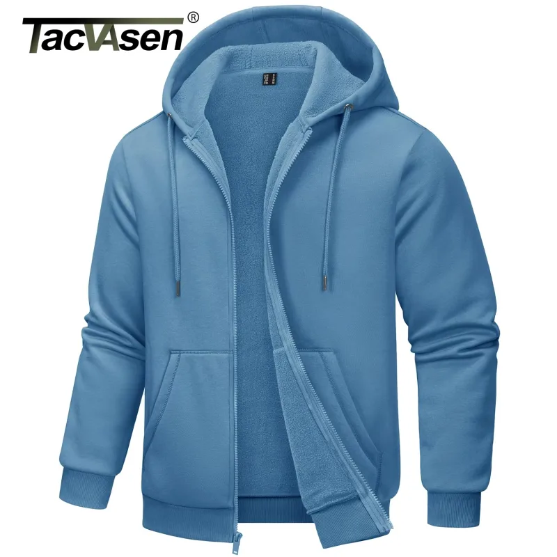 Big Pockets Fleece Lining Hoodies Mens Hooded Coats Full Zip Up Casual Hoodie Jackets Athlete Running Hiking Sportswear — image 19