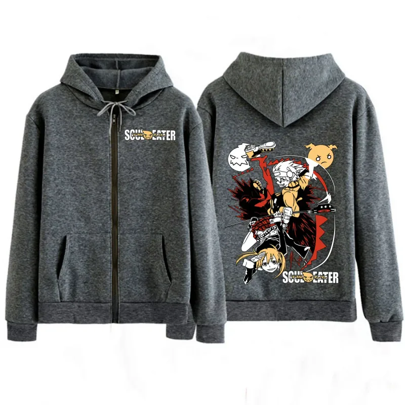 Anime Soul Eater MAKA ALBARN Zipper Hoodie Pakaian Wanita Lelaki Lucu Fesyen Pakaian Bersaiz Besar Pakaian Jalan Lengan Panjang Kasual