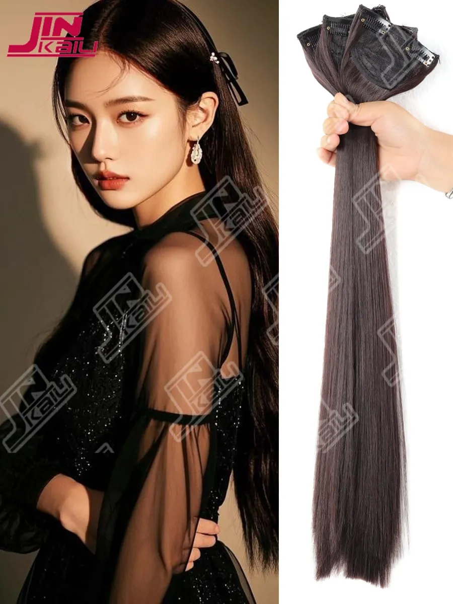 JKL Long Hair Extension Pieces Realistic Volume Boost Invisible Traceless Three Piece Set Asian Synthetic Hair Extensions