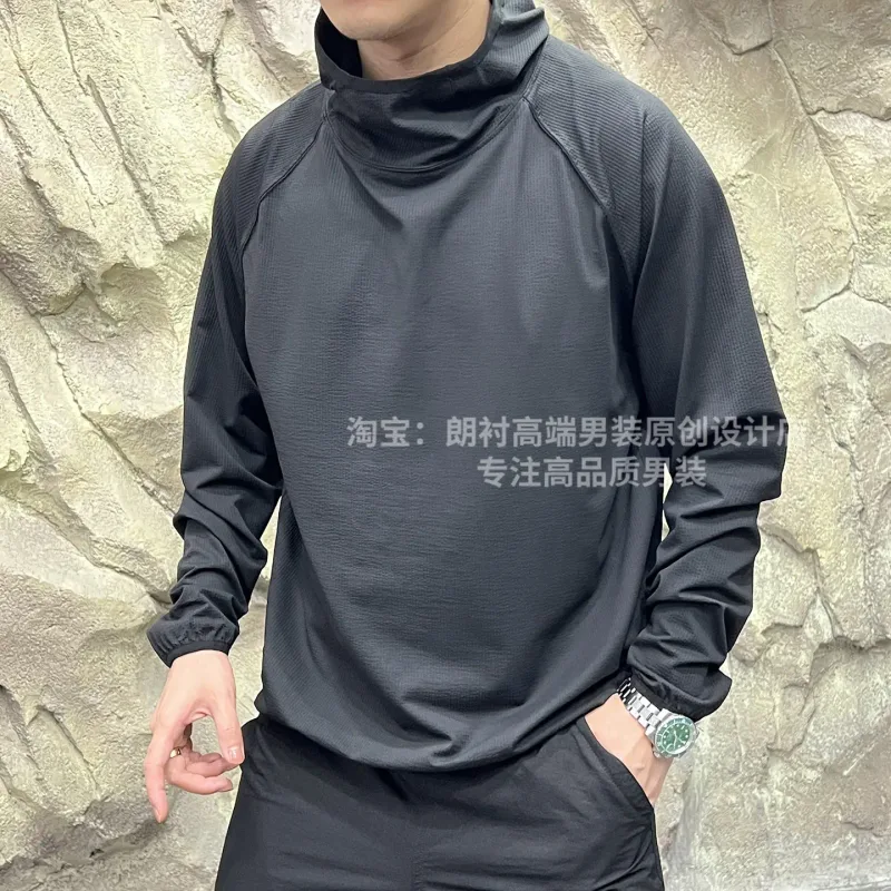 Lightweight seersucker texture outdoor thin quick-drying fabric couple loose sports hooded sweater — image 1