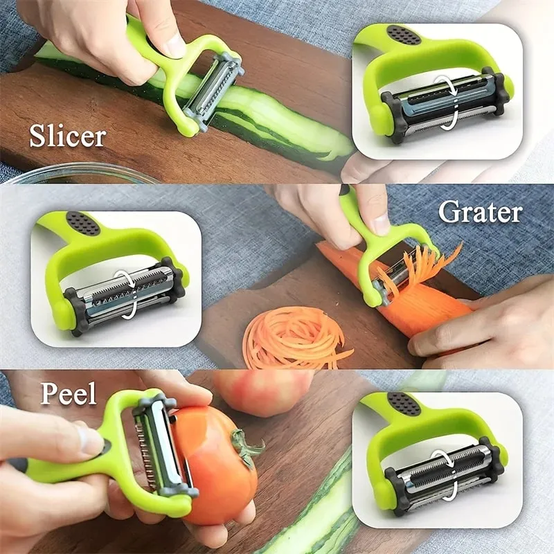 1 Peeler Three in One Rotating Stainless Steel Blade Suitable for Vegetable Carrot and Fruit Peelers