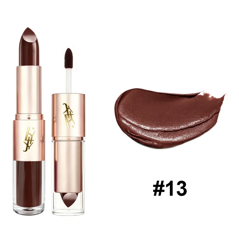2 IN 1 Dual-End Lipstick & Liquid Lip Gloss High Shine Glossy Lip Color Long Lasting Waterproof Bold Lip Makeup