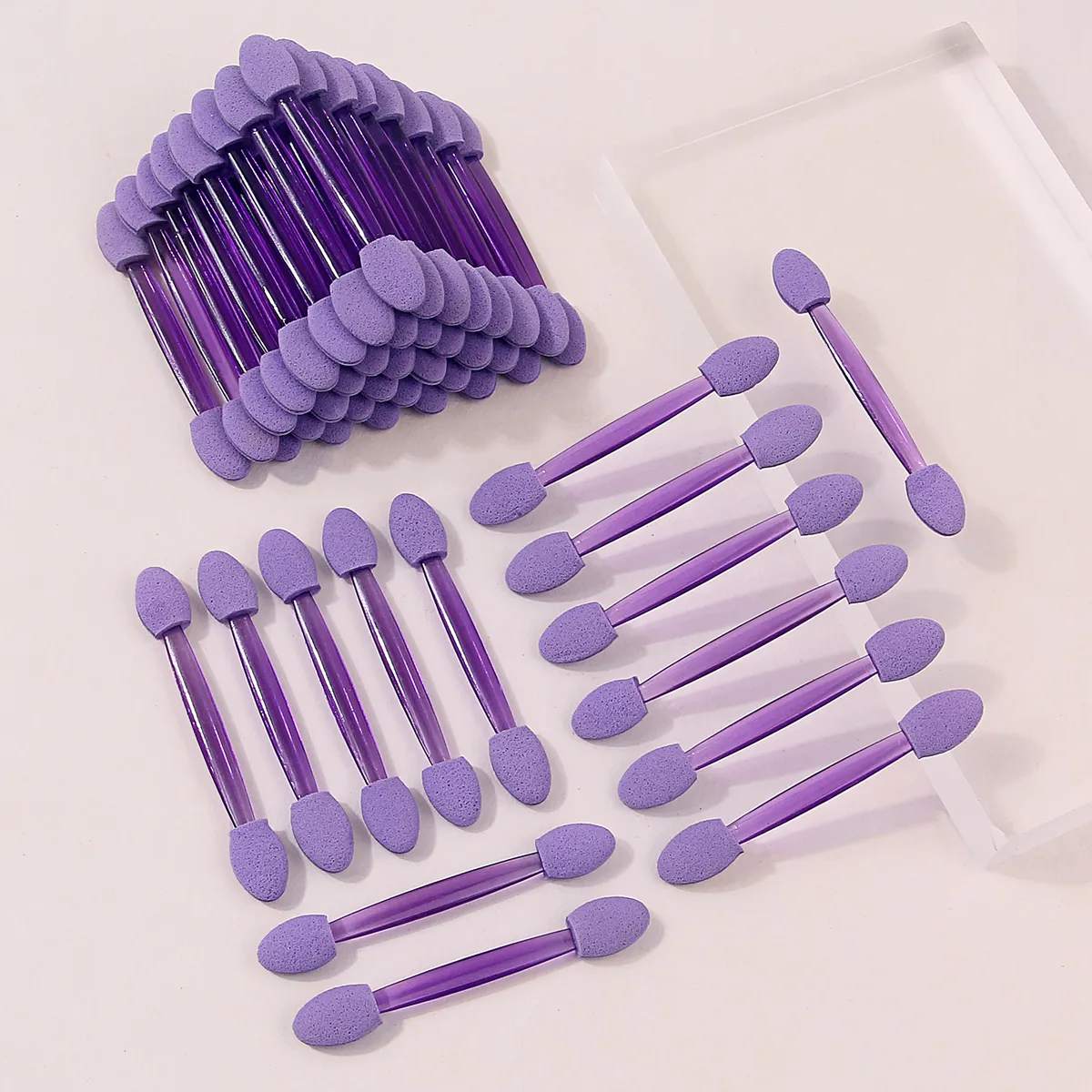 50PCS Double-Ended Eyeshadow Sponge Applicators Purple Disposable Makeup Brushes for Eyeshadow Concealer Nail Art & Eyebrow — image 3