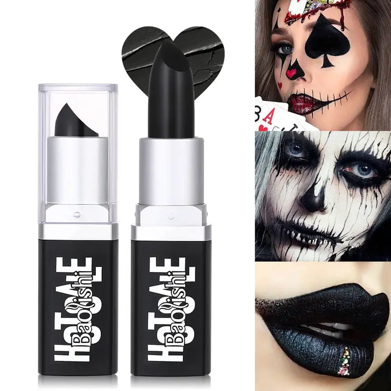 Black Lipstick Matte Pearlescent Double Texture Dark Lipstick Halloween Creative Cos Personalized Lip Makeup