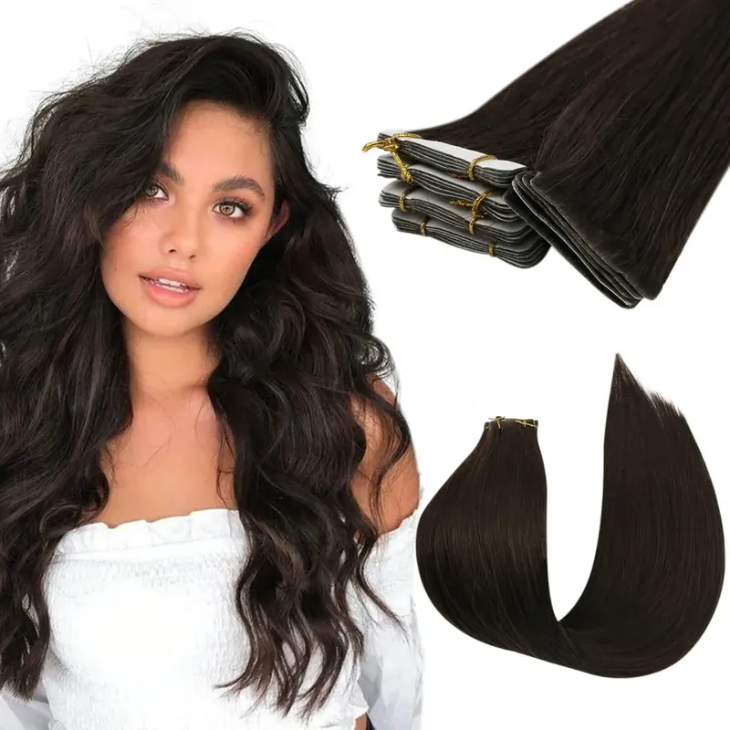 Moresoo Injection Tape Hair Extensions Ash Blonde Highlight Virgin Hair Natural Straight Brazilian Tape in Human Hair Extension