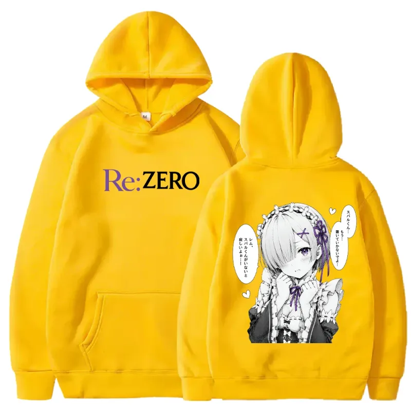 Rem Manga Re:Zero พิมพ์ Hoodies แฟชั่น Harajuku Streetwear ผู้ชายผู้หญิงเสื้อผ้าฤดูใบไม้ร่วงแขนยาว Casual ขนแกะ Hooded Pullover