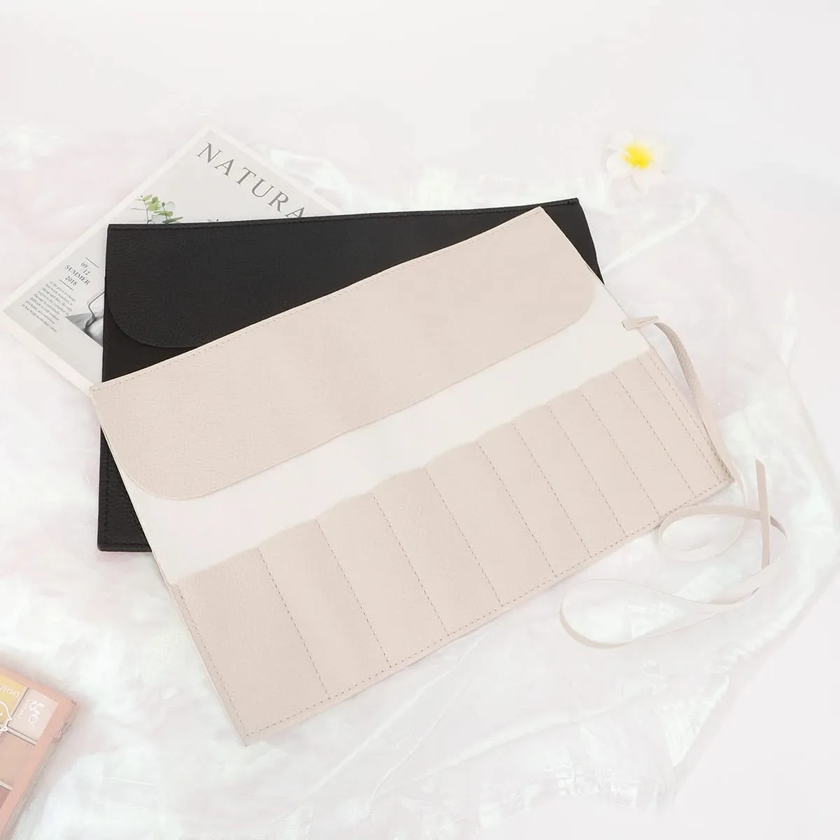 Roll Up Makeup Brush Holder Makeup Brush Organizer Travel Makeup Brushes Bag Cosmetic Bags Pouch For Women Eyebrow Brushes