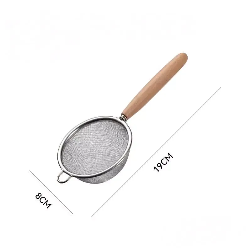 1-3pcs Wooden Handle Flour Sifter And Strainer Fine Mesh Stainless Steel for Home Baking Cooking Juice And Powder Filtering — image 14