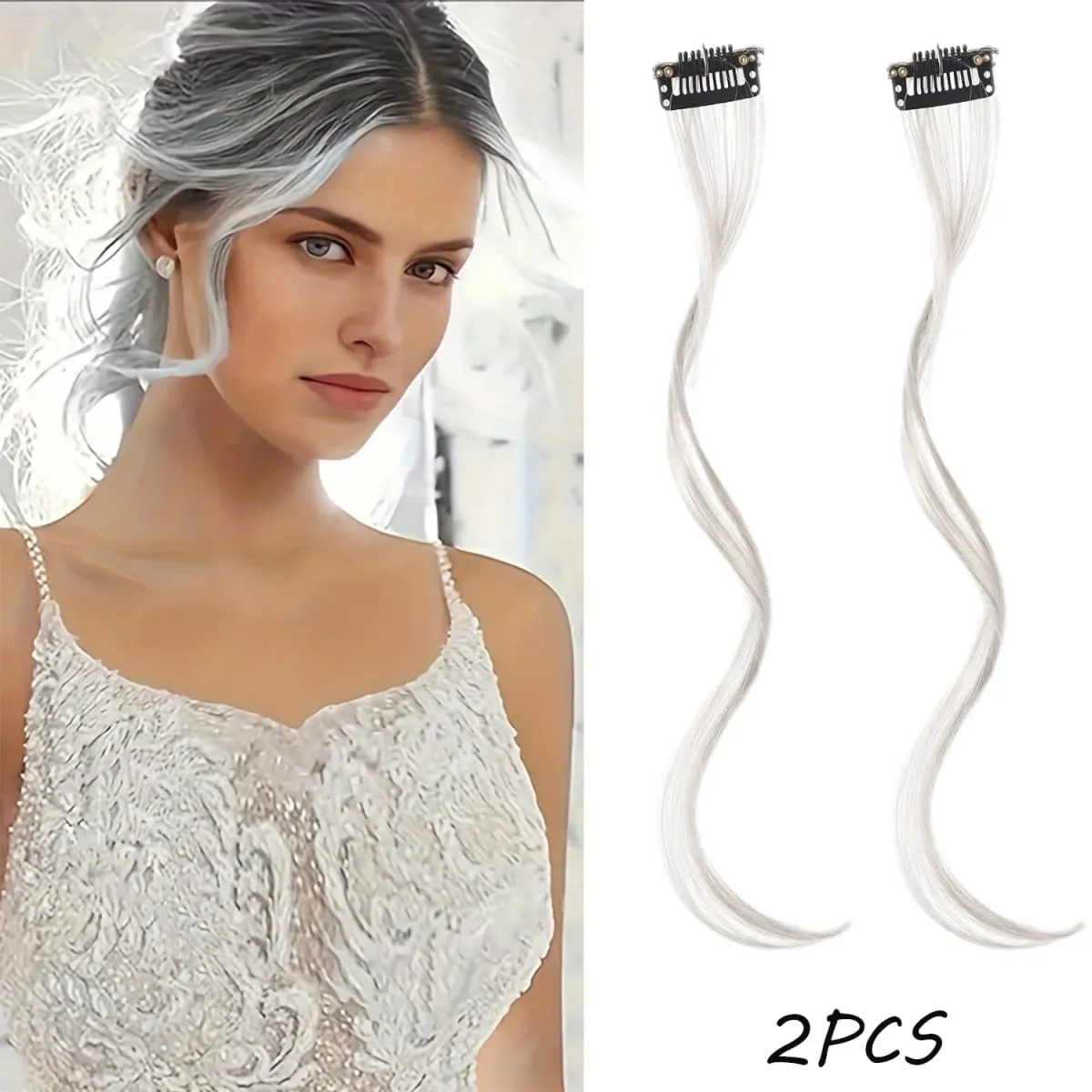 2PC synthetic Bangs Wig Hair Extensions Curly Clip-on Hair Front Side Long Wavy Blone Bangs With Clip Invisible Fringe Fake Hai — image 14