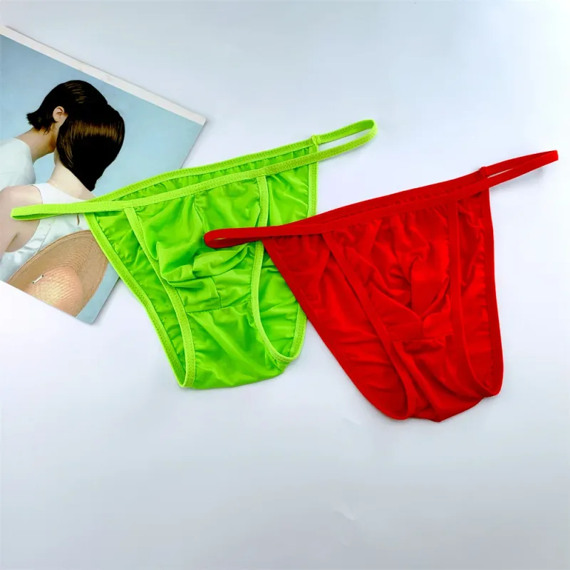 Ice Silk Briefs Men Underwear Solid Color Male Underpants Ultra-Thin Seamless Panties Thin Belt Low Waist