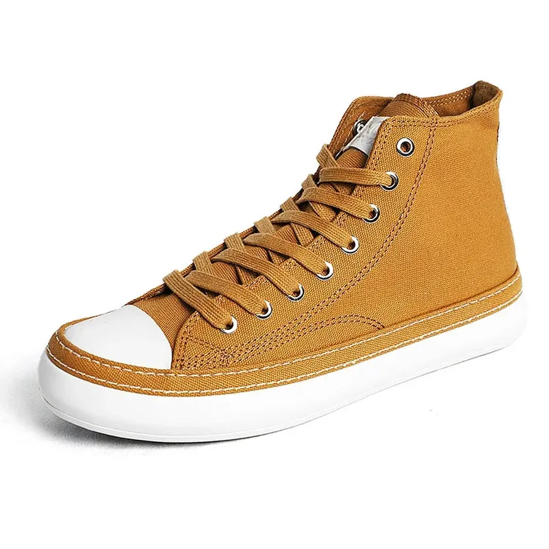 New Fashion Unisex Canvas Boots Men Sneaker Plus Size Women Vulcanized Canvas Shoes High Top Orange Casual Footwear Black 38-44