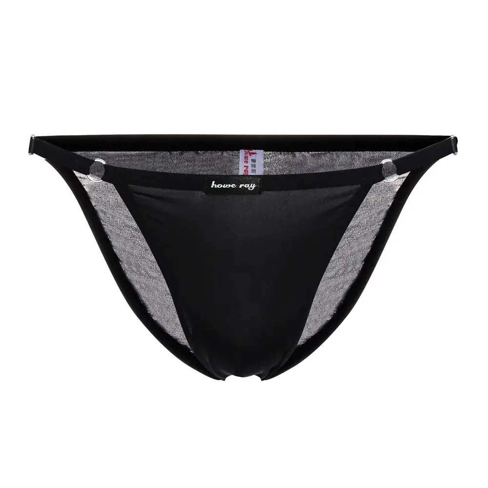 Adjustable Men's Sexy Brief Underwear Ice Silk Thin Transparent Comfort Quick Drying Mankini Gays U Convex Pouch High Fork Tanga