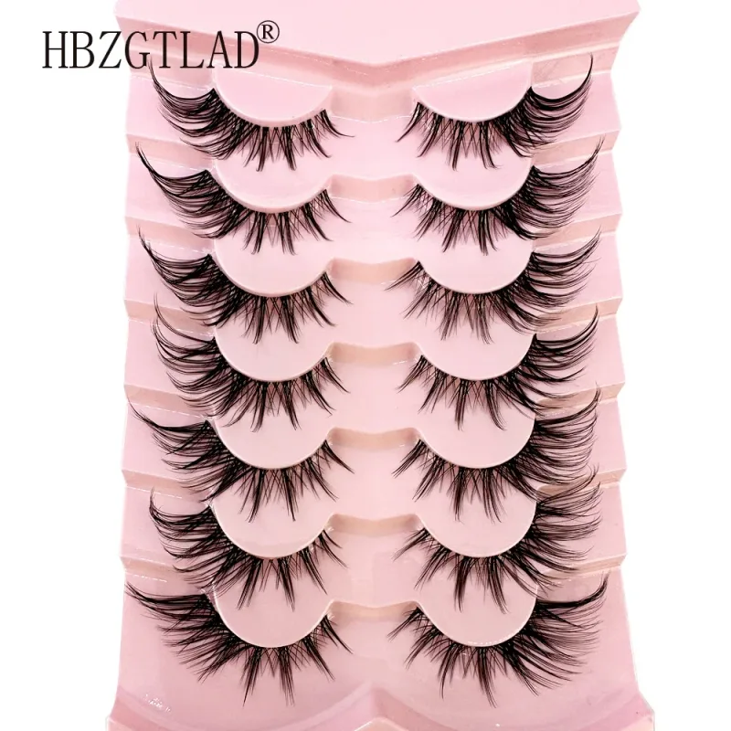 7/8PairsCat Eye Eyelashes manga Lashes 3D Clear Band Lashes naturalHalf Lashes End Eye Elongated Mink Eyelashes Fluffy Eyelashes — image 5