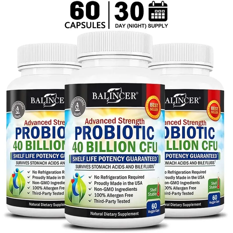 Probiotic Capsules 40 Billion CFU Gut Nutritional Supplement Supports Balanced Intestinal Flora & Digestive Comfort for Adults