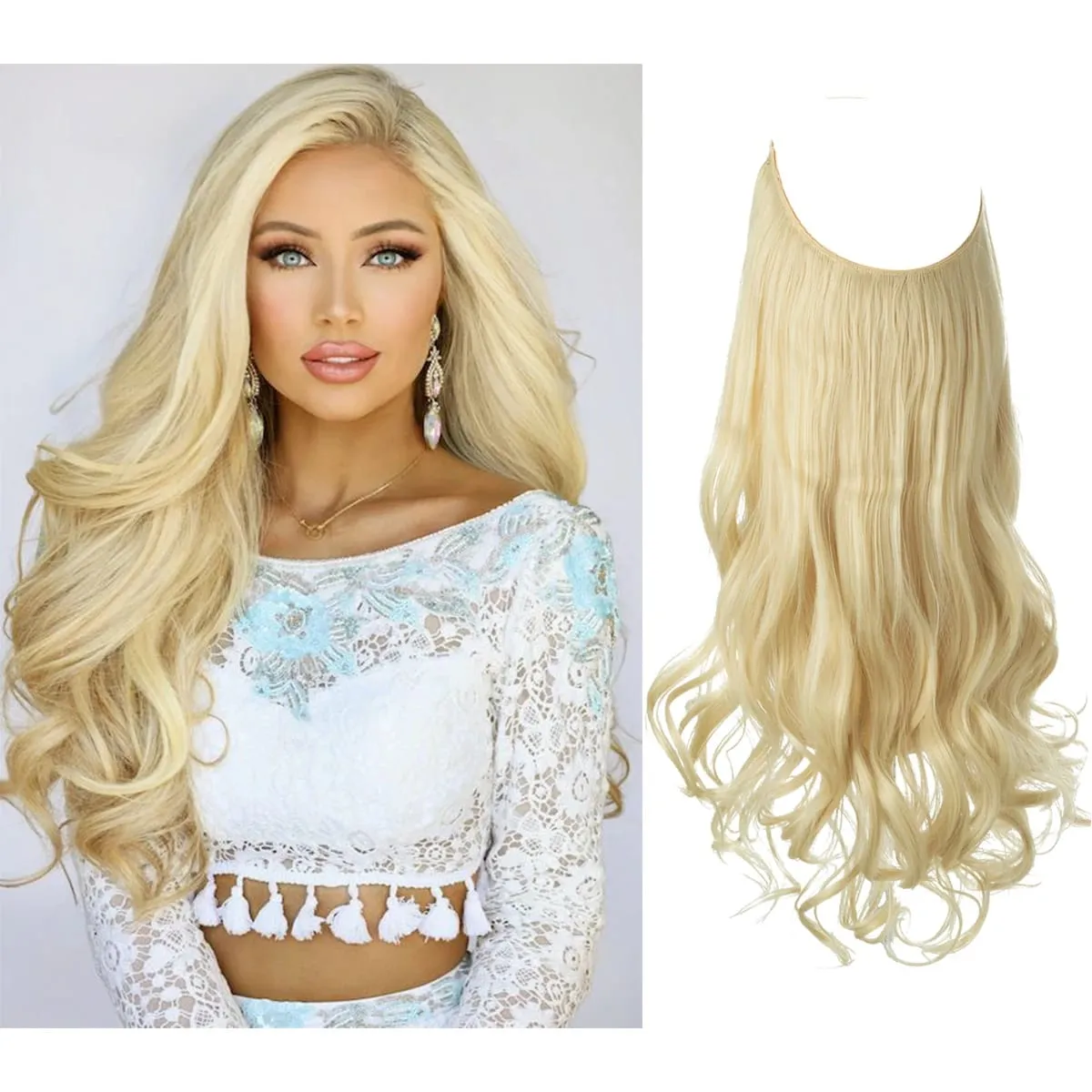 Nice Premium Synthetic Invisible Wire With Clip In Hair Extensions Daily Use Hairpieces Long Brown Natural Wavy Fake Hair piece