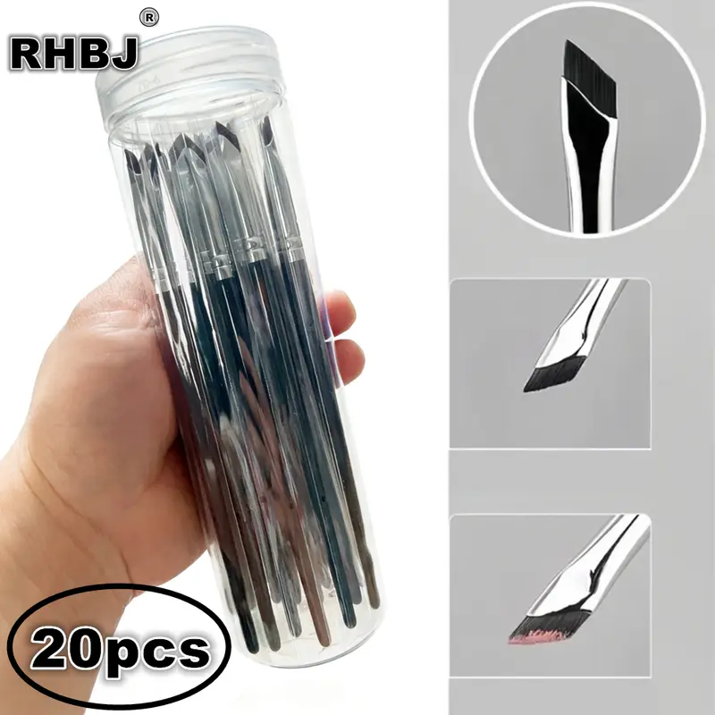 20pcs Ultra Thin Fine Angle Flat Eyeliner Brush Upgrade Blade Precision Eyebrow Liner Makeup Tool for Detailed Eyeliner with Box