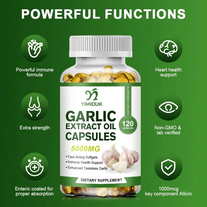 Organic Garlic Oil Extract Capsules Immunity Improves Cardiovascular Function Support Increase Glutathione Level Cellular Detox