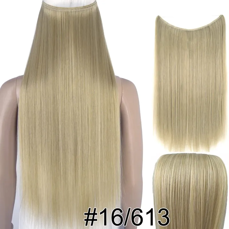 Synthetic Heat Resistant Hair Silky Straight Elasticity Invisible Wire Hair Extensions 8006