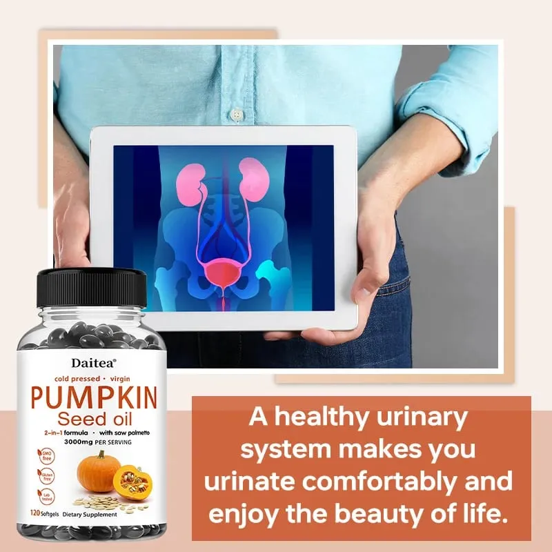 Pumpkin Seed Oil + Saw Palmetto Extract Supports Prostate and Urinary System Health Hair Care Anti-Hair Loss Men's Health