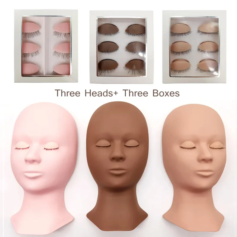 Mannequin Head For Eyelash Extension Training Kit With Removable Eyelids Silicone Cosmetic Model Heads Makeup Tools Gel Material — image 16