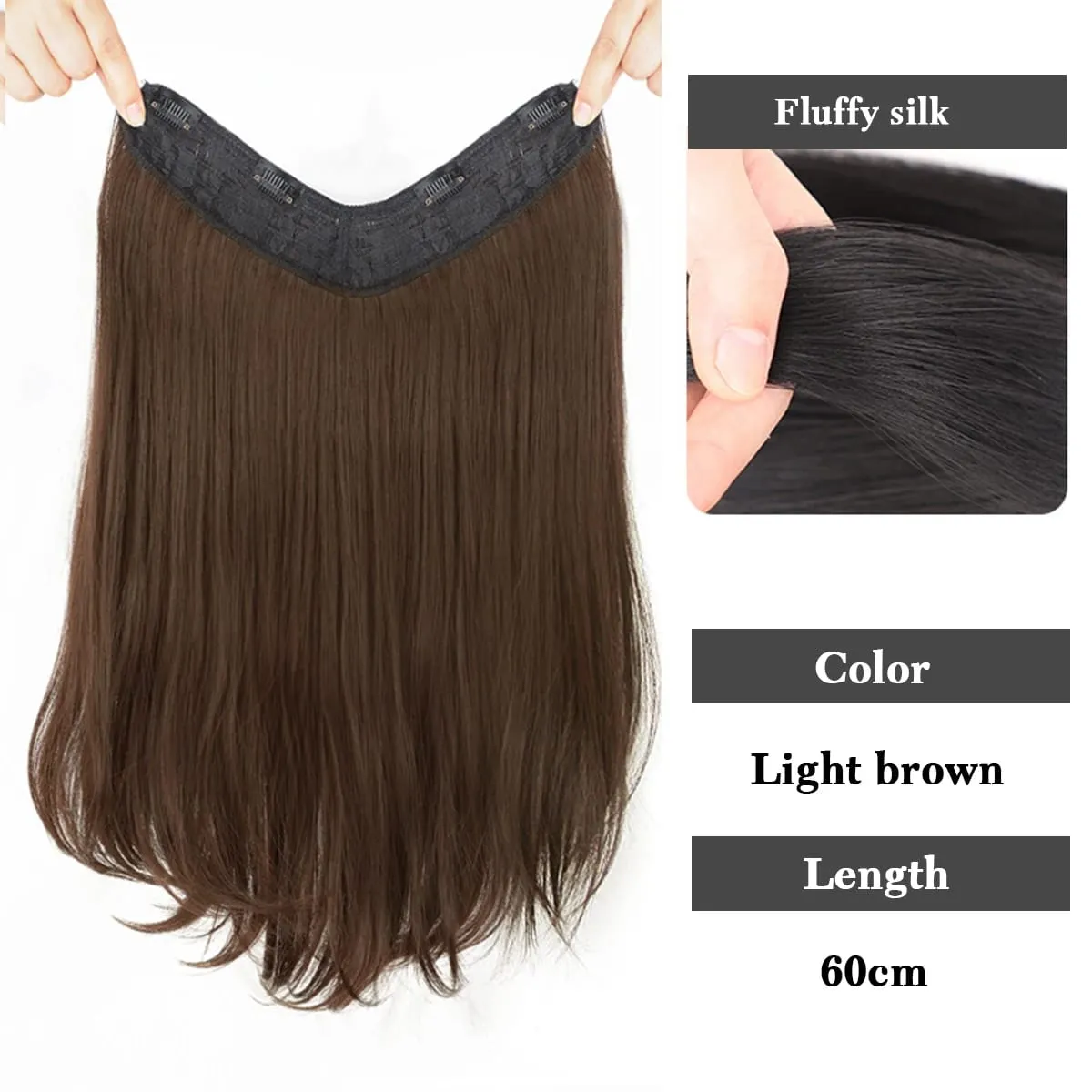 Synthetic V-shaped hair extensions wigs clips that naturally connect to women's hair heat-resistant wigs used for daily wear