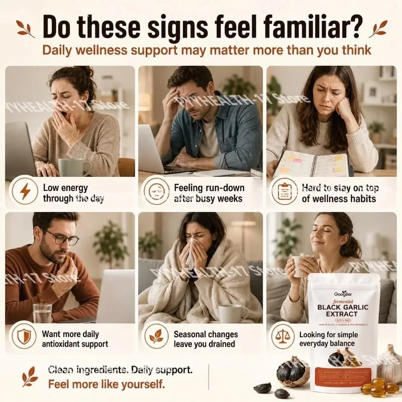 Googeer fermenteret sort hvidløgsekstrakt 6000MG Softgels Antioxidant Immunstøtte S-Allyl Cystein Mænd Kvinder 60 Softgels 60 dage