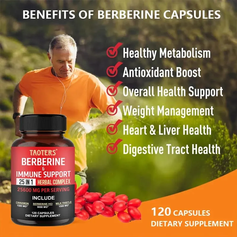Berberine Capsules Contain Ceylon Cinnamon and Milk Thistle To Support Glucose Balance Liver Health Digestion and Weight Loss