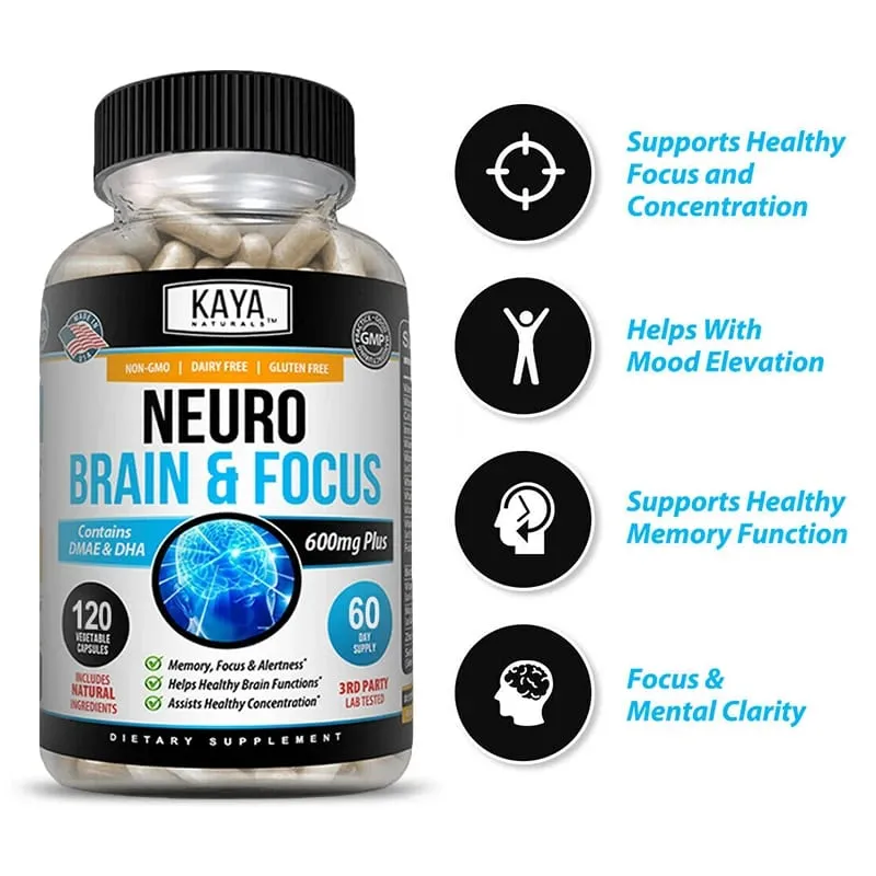 Nootropic Brain Booster Capsules - Vitaminer Minneskoncentration Klarhet & kognitiv prestationsstöd Stresslindring — image 4