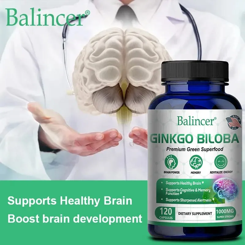 Ginkgo Biloba Extra Strength 1000mg Per Serving - Supports Brain Function and Memory Support 120 Vegetarian Capsules