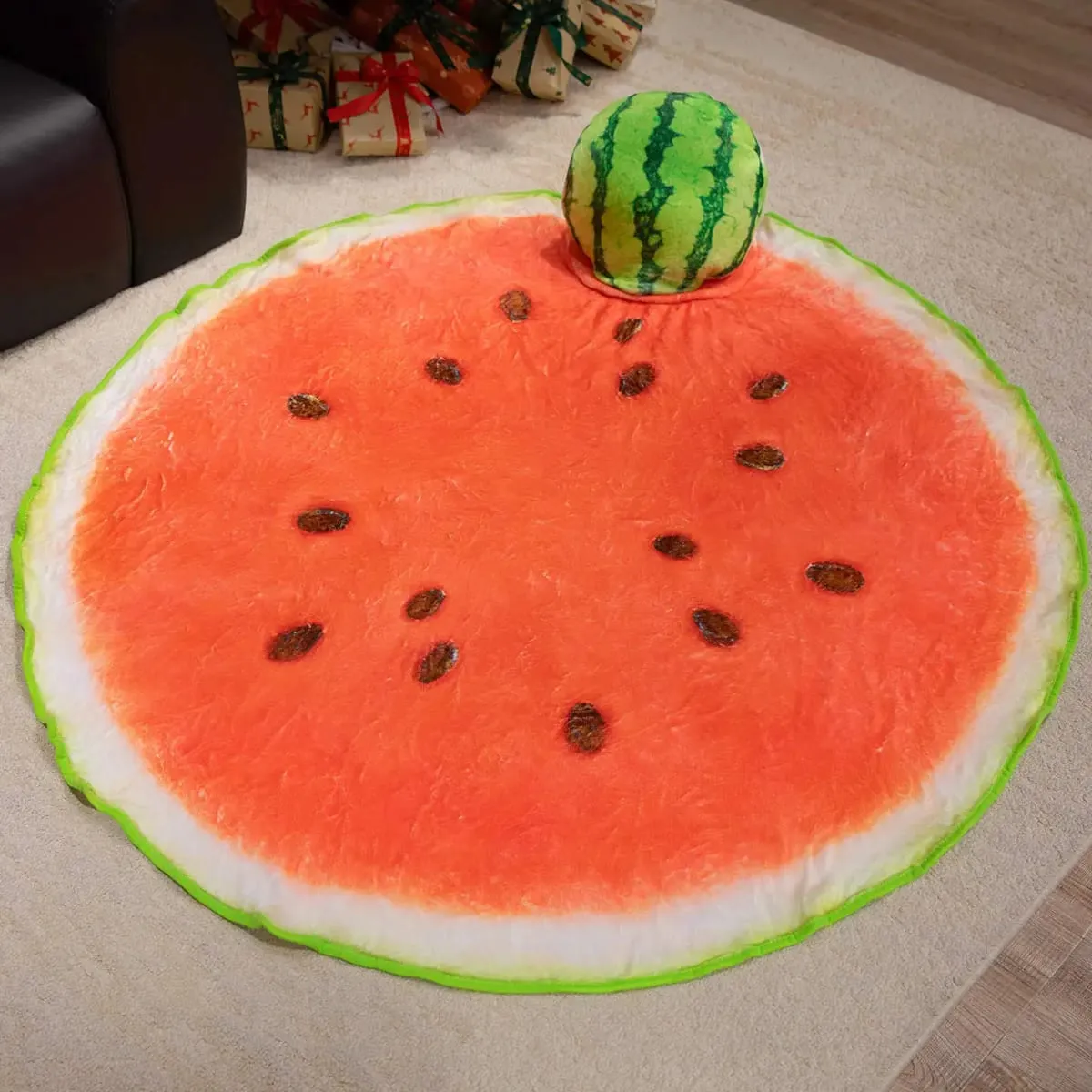 3D Lifelike Plush Chinese Cabbage Watermelon Blanket Simulation Stuffed Poached Egg Throw Pillow with Blanket 2 In 1 Cushion — image 9