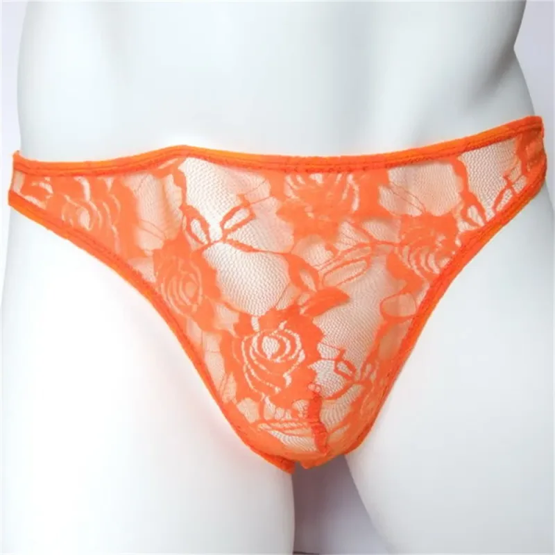 Lelaki Seksi Lace Seluar Dalam Lutsinar Perspektif Seluar Dalam Hollow Out Rose Mesh Seluar Dalam Lelaki Rendah Naik