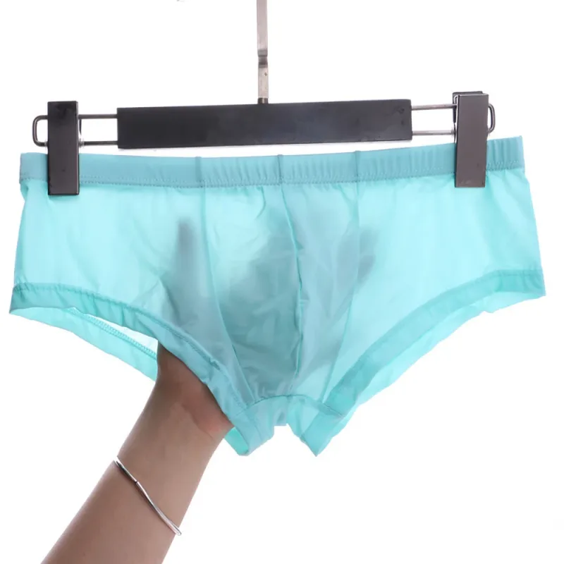 1pc Men's Ice Silk Low Waist Briefs Elastic Solid Color U-Convex Pouch Panties Lingerie Male Underwear Underpants
