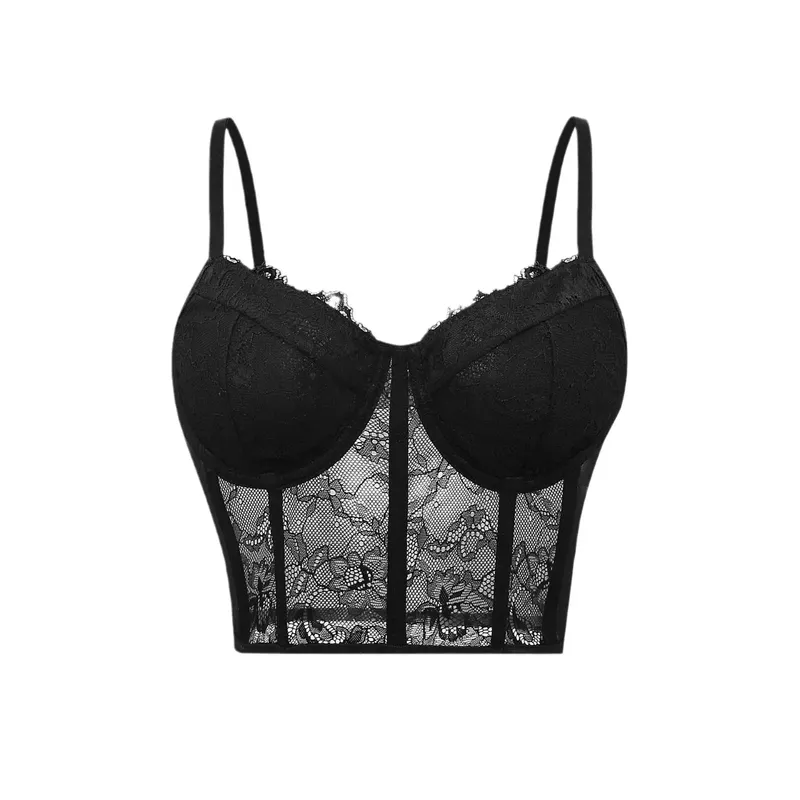 Sexy Black Semi Transparent Bra Mesh Pus