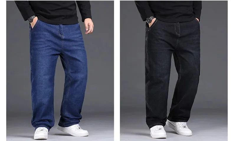 Velikosti 29-50 Pánské strečové džíny Rovné nohavice Džínové kalhoty Rozšířená velikost Modrá Černá Streetwear Uvolněný střih Do práce Neformální Nové
