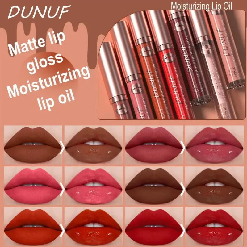 6 PCS Velvet Matte Liquid Lipstick Set Waterproof Long Lasting Nude Rose Red Lip Oil For Moisture And Shine