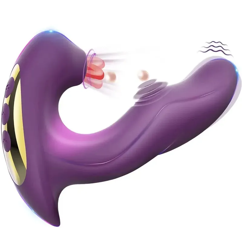 3 i 1 klitoris sugande vibrator för kvinnor 15 lägen tungslickande dildo och klitoris Vakuumstimulator Sexleksaker för vuxna