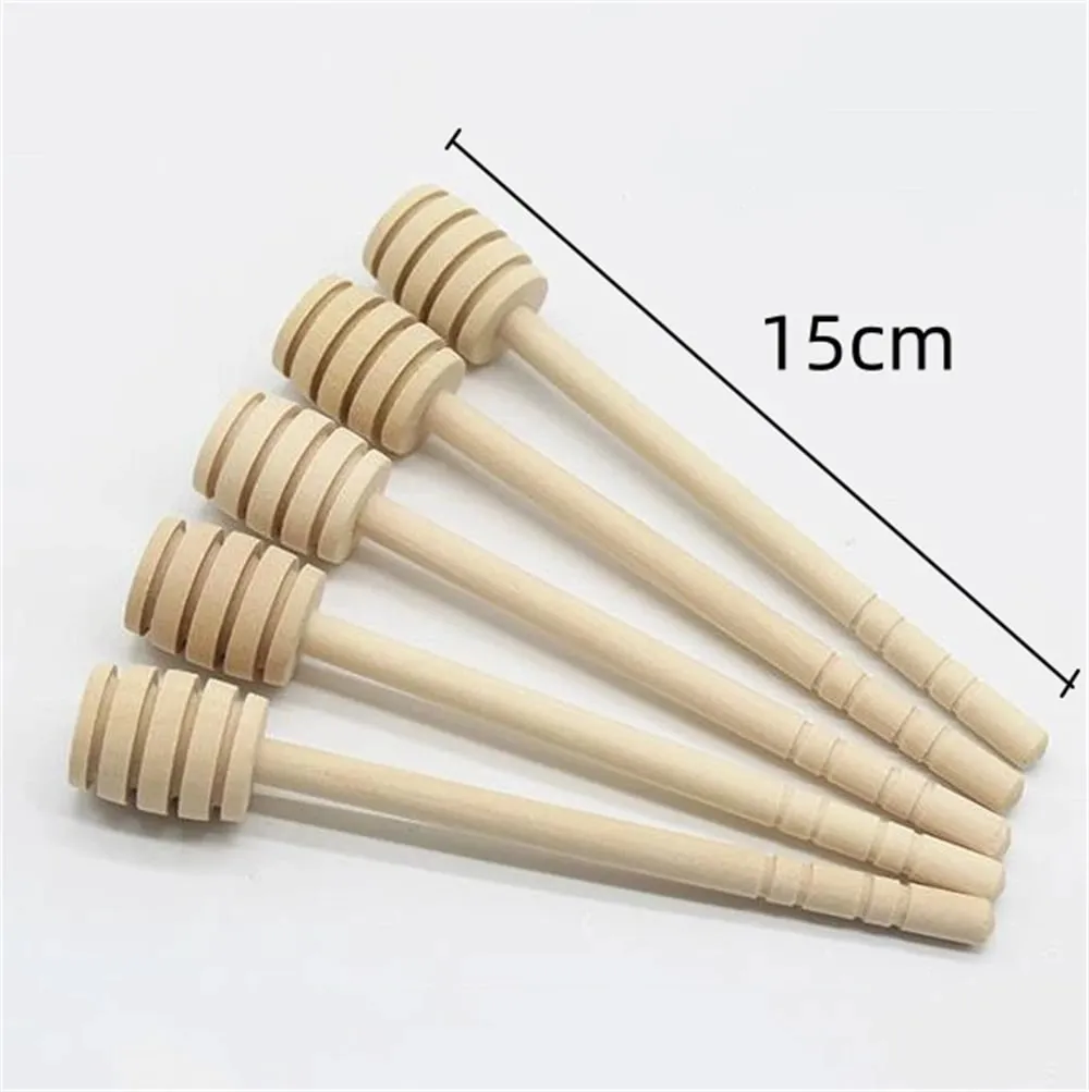 100pcs Wood Honey Dipper Stick Server for Honey Jar Dispense Drizzle Honey