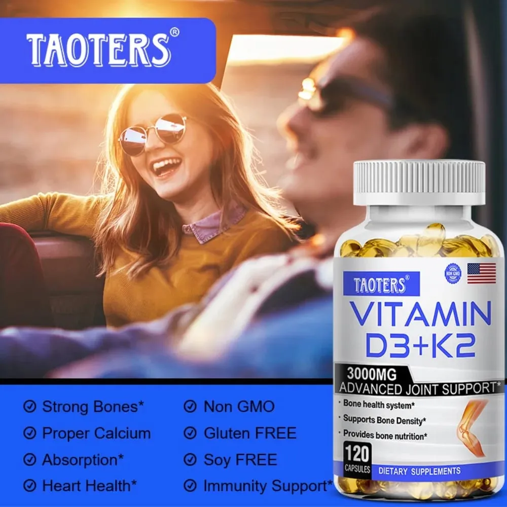 Vitamin D3 K2 Capsule Promotes Strong Bones Calcium Absorption for Teeth Heart Cardiovascular Health
