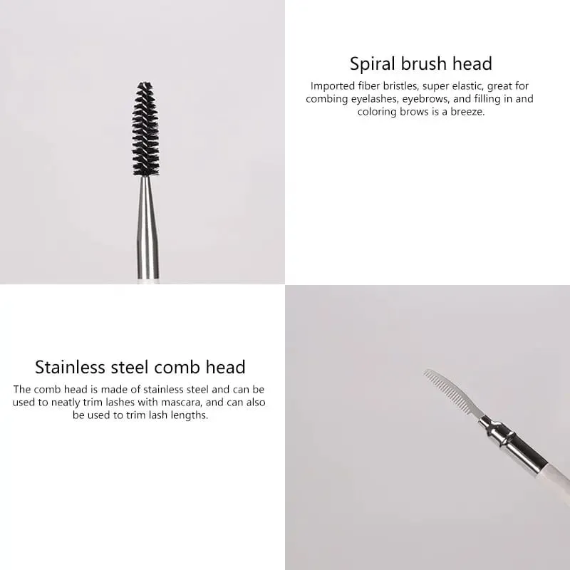 1pc Dual ended Brow Comb Makeup brush Eyebrow Make up brushes stainless steel Eye Lashes roller Eyelashes white Beauty tool 591