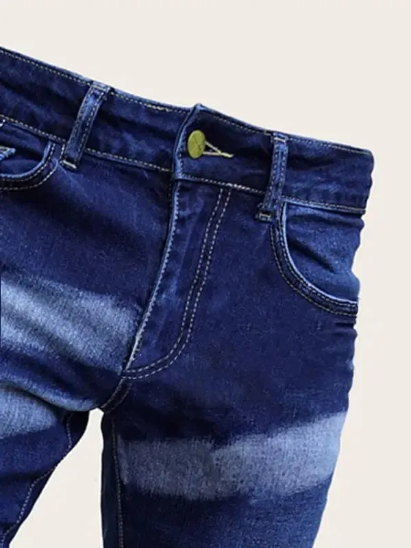 Men Denim Jeans Pencil Pant Vintage Slim Fit High Waist Frayed Hole Wash Trousers Y2k Streetwear Splice Work Casual 2026 Spring — image 8